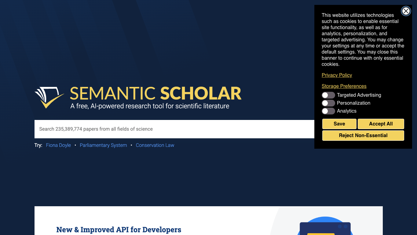 Semantic Scholar screenshot